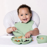 Kit Refeição para bebê em Silicone Verde (6m+) - Buba